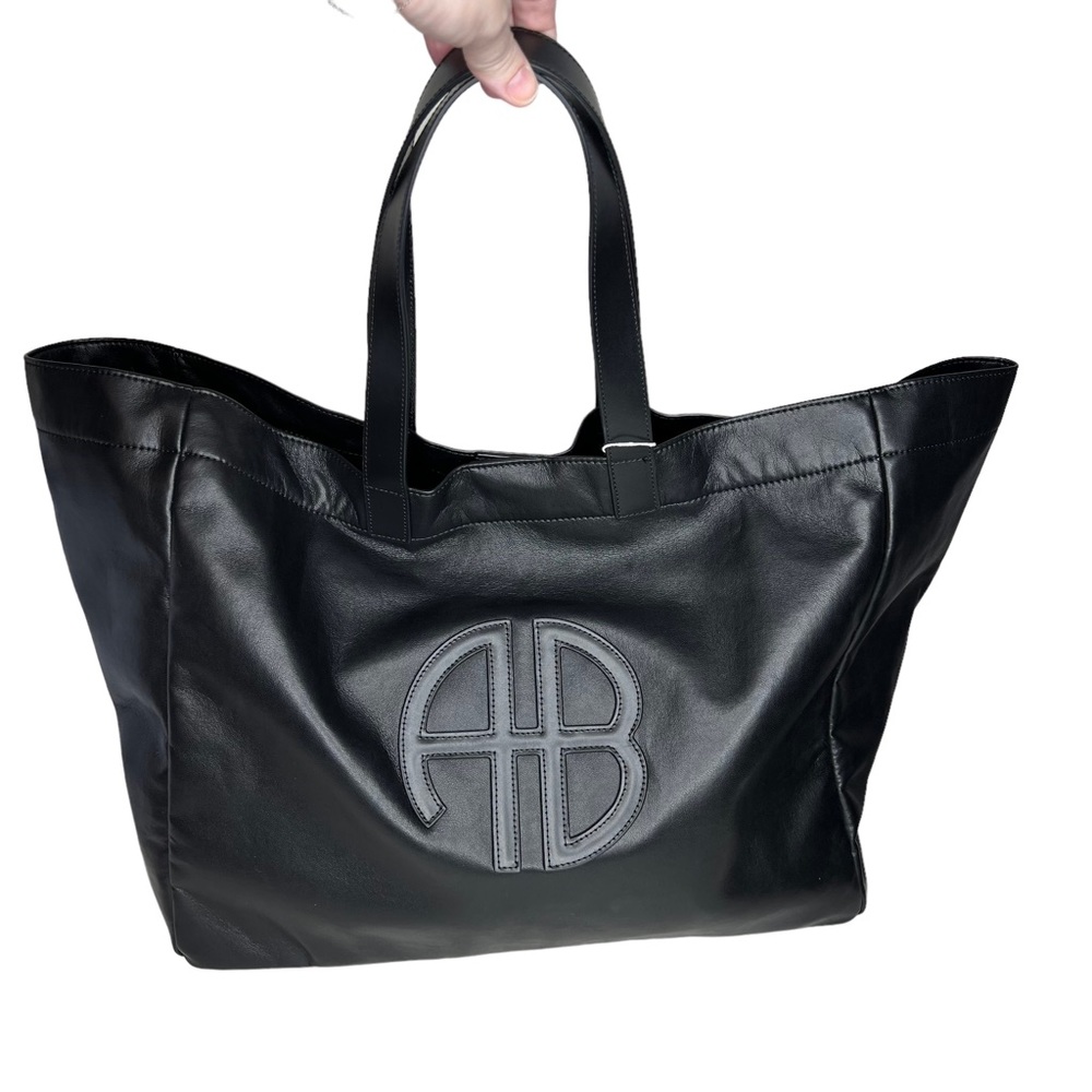 Anine Bing Black Large Recycled Leather Rio Tote - Picture 1 of 11
